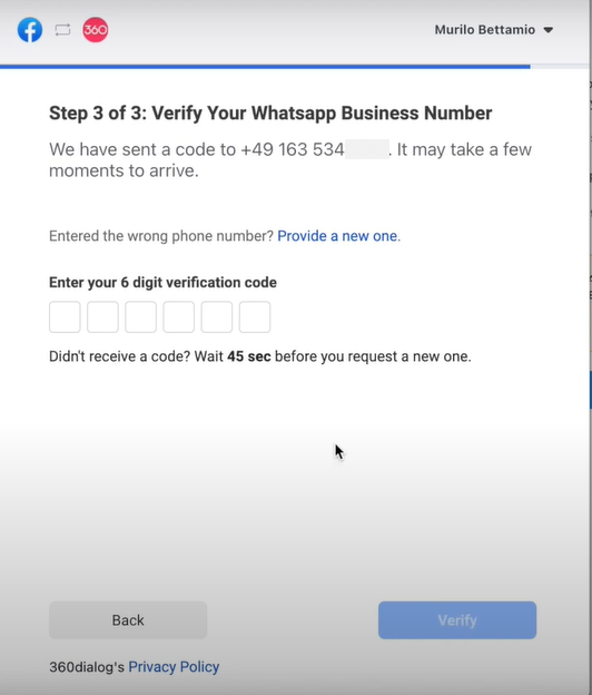 verify whatsapp otp